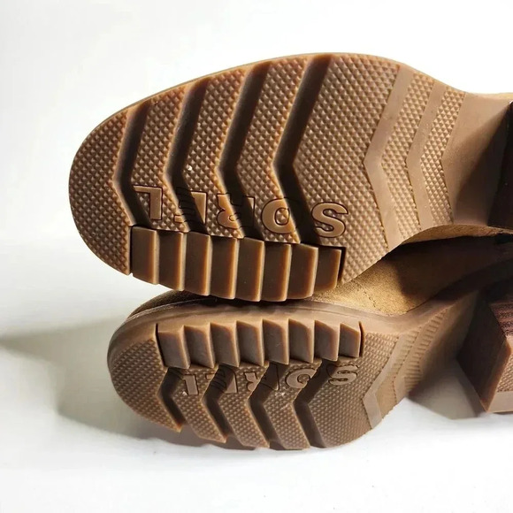 Sorel Cate Waterproof Suede Block Heel Bootie Side Zip Size 7 Camel Brown - Picture 6 of 9